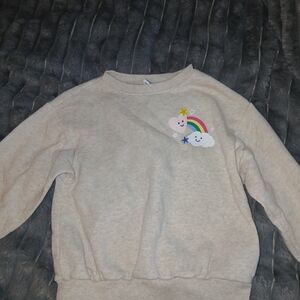 Old Navy Beige Sweatshirt with Rainbow and Cloud Design